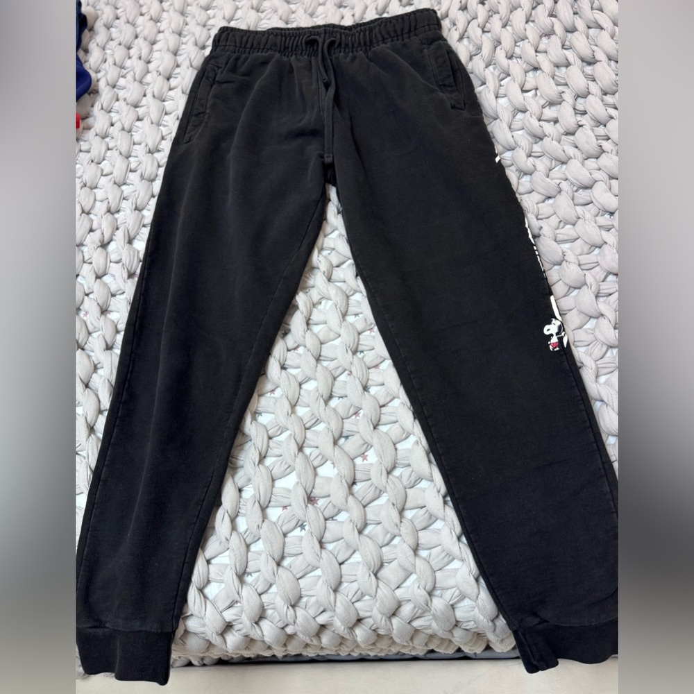 Peanuts Black Jogger Pants with Side Snoopy Detail